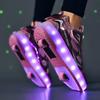 29-40 Girl Skate Shoes Can Be Charged and Switched To Girls Light-emitting Sneakers Usb for Kids Bling Bling Shoes Luminous Roller Sneakers