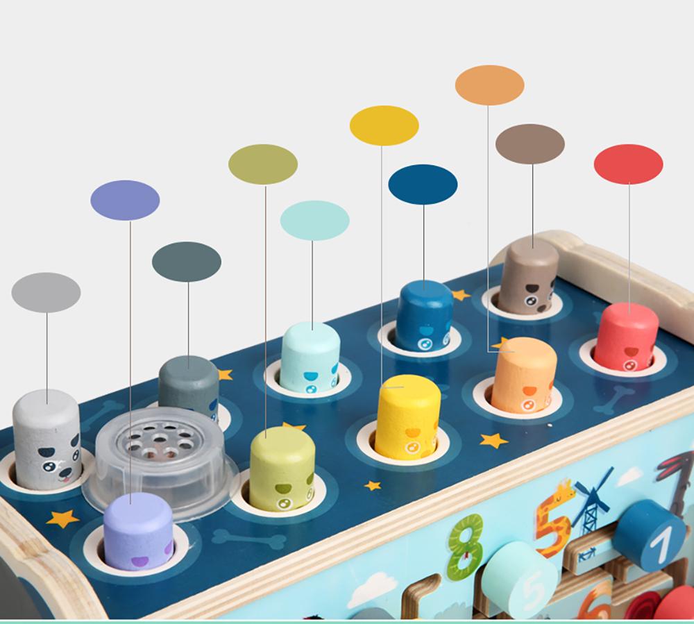 Wooden Hammering Pounding Toy Montessori Early Development Toy with Pounding Bench  Xylophone Number Sorting Maze Gifts for Kids