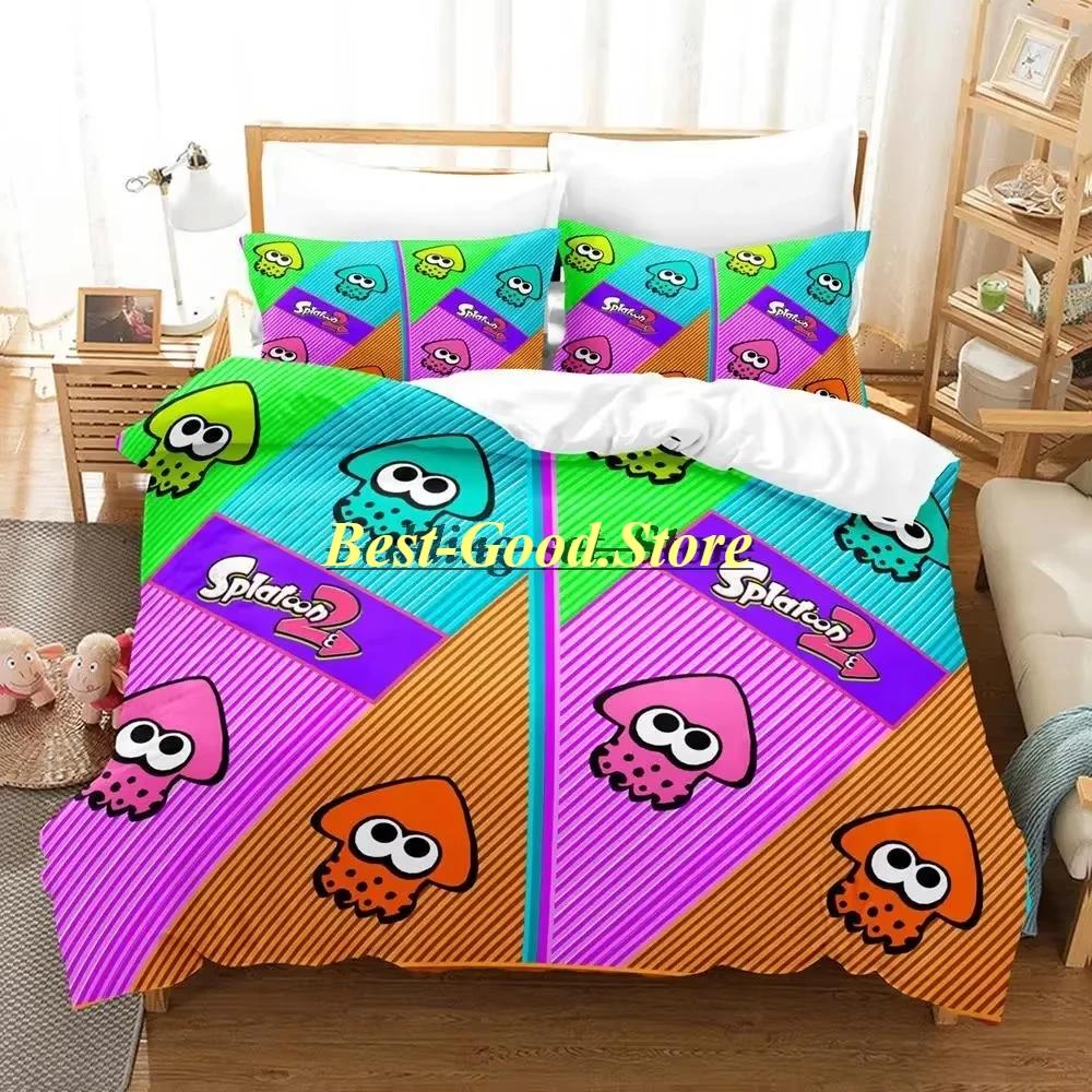 Splatoon 3 Inkling Squid Комплект постельного белья Single Twin Full Queen King Size Комплект постельного белья Aldult Kid Bedroom Комплект пододеяльников Комплект постельного белья