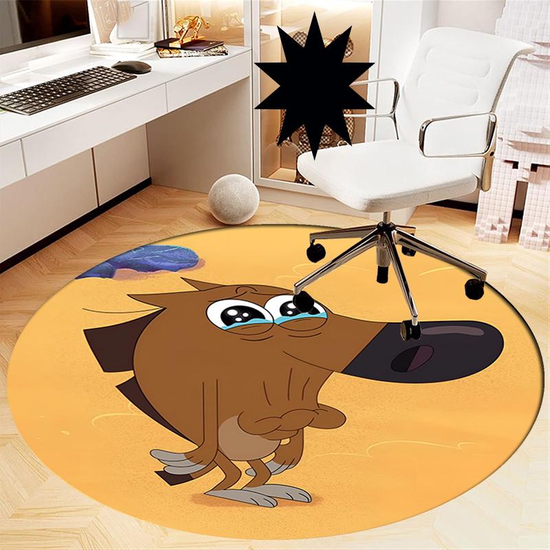 Zig & Sharko Printed Round Rug Carpet Chair Rug Area Rug Entryway Doormats,for Office Chair Living Room Bedroom Kitchen Room.