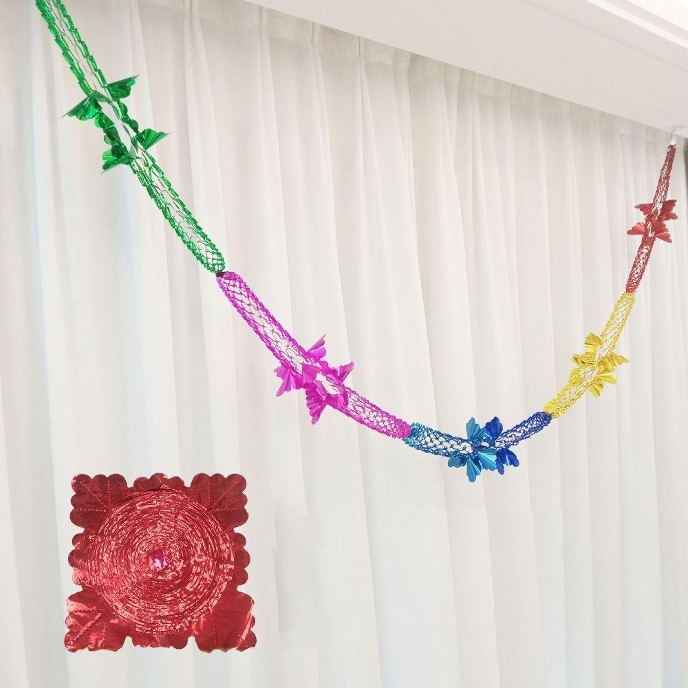 Xmas Gift Party Supplies Hanging Decoration Ceiling Wreath Metalic Foil Garland Christmas Decor