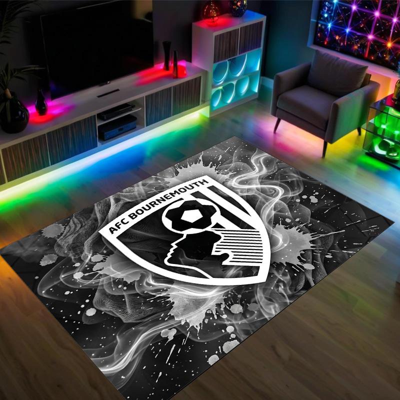 Bournemouth Football Design Crystal Velvet Carpet Cozy Non?Slip Printed Rug For Bedroom Living Room Entrance