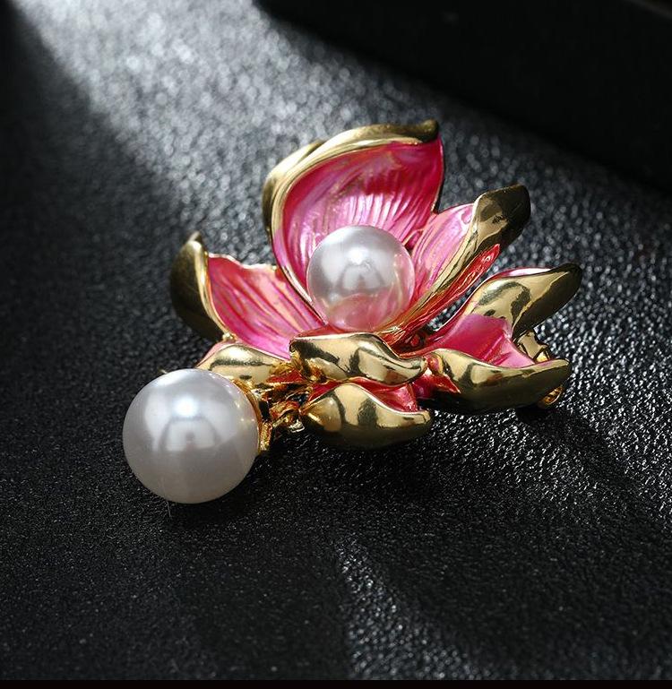 Women'S Day National Tide Style Lotus Brooch High-End Pearl Brooch Women'S Elegant Cheongsam Accessories Pin Accessories Batch
