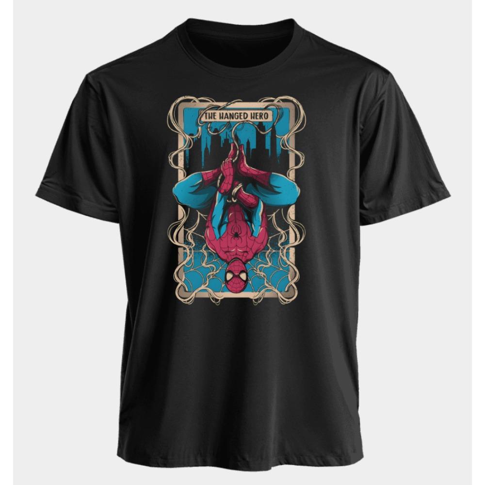 Мужские и женские футболки Человек-паук Летние Американские Весенне-осенние Новые Оверсайз Базовые Нишевые Классические С коротким рукавом