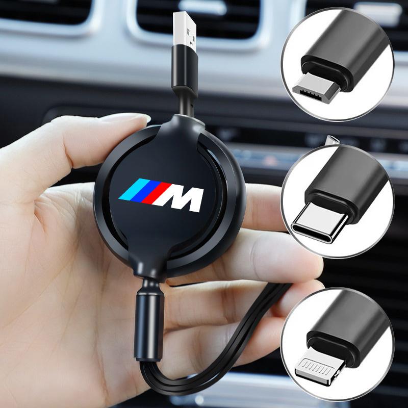 3-in-1 Interface Car Charger Data Cable Safe Fast Charging Accessories For BMW E30 E38 E39 E46 E60 E61 E90 X5 X6 E70 E83 F30 F32 jbdf70