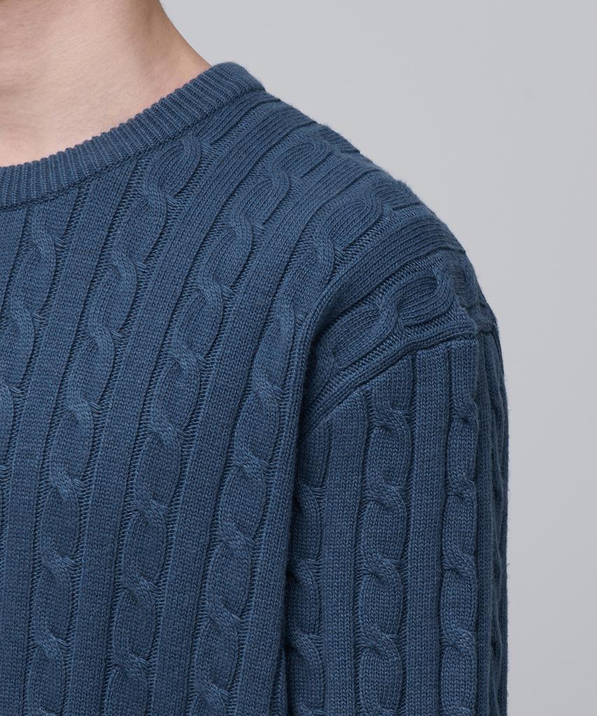MUSINSA STANDARD Cable Crew Neck Knit [Midnight Blue]