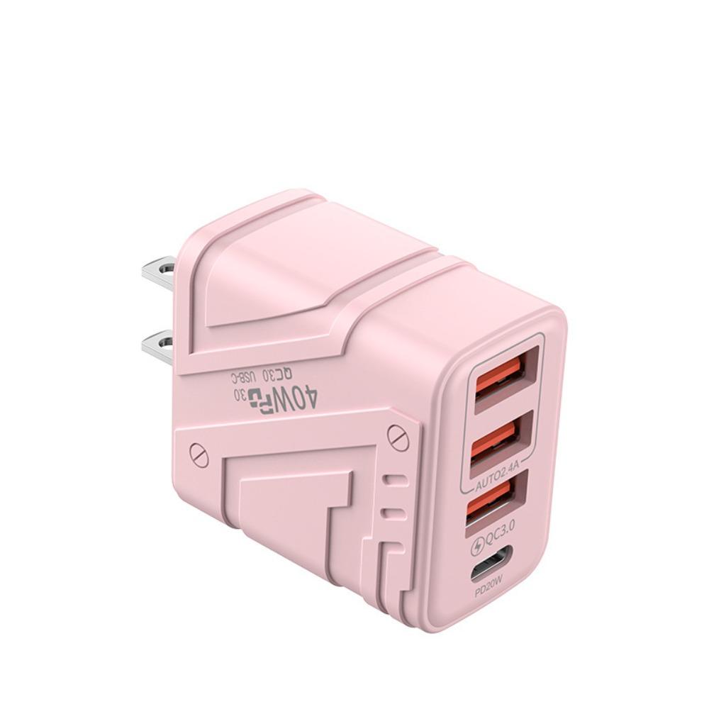4 Ports 40W Charger Plug EU/US/UK USB C Charger Phone Charger Adapter for iPhone/Xiaomi/Samsung