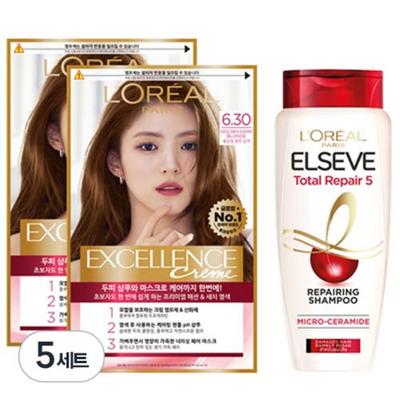 Крем-краска для волос L'Oréal Paris Excellence Нет. 6.30 2 шт + Шампунь 155 мл специальный набор, 5 наборов