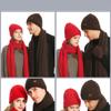 Men's and Women's Autumn and Winter European and American Knitted Hat Sets Solid Color Scarf Hat Three-piece Set