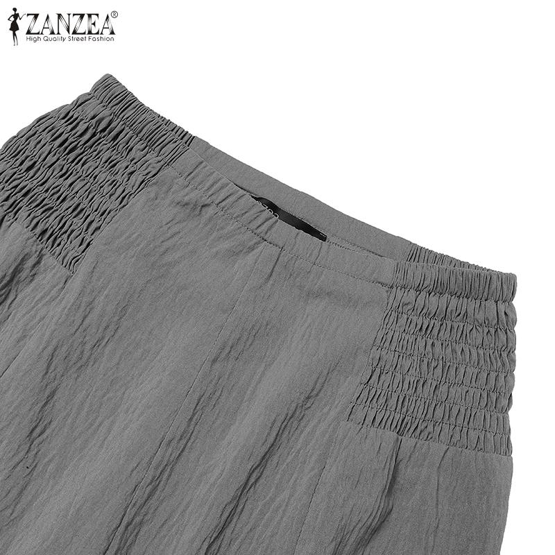 ZANZEA Женские летние свободные прямые плиссированные брюки