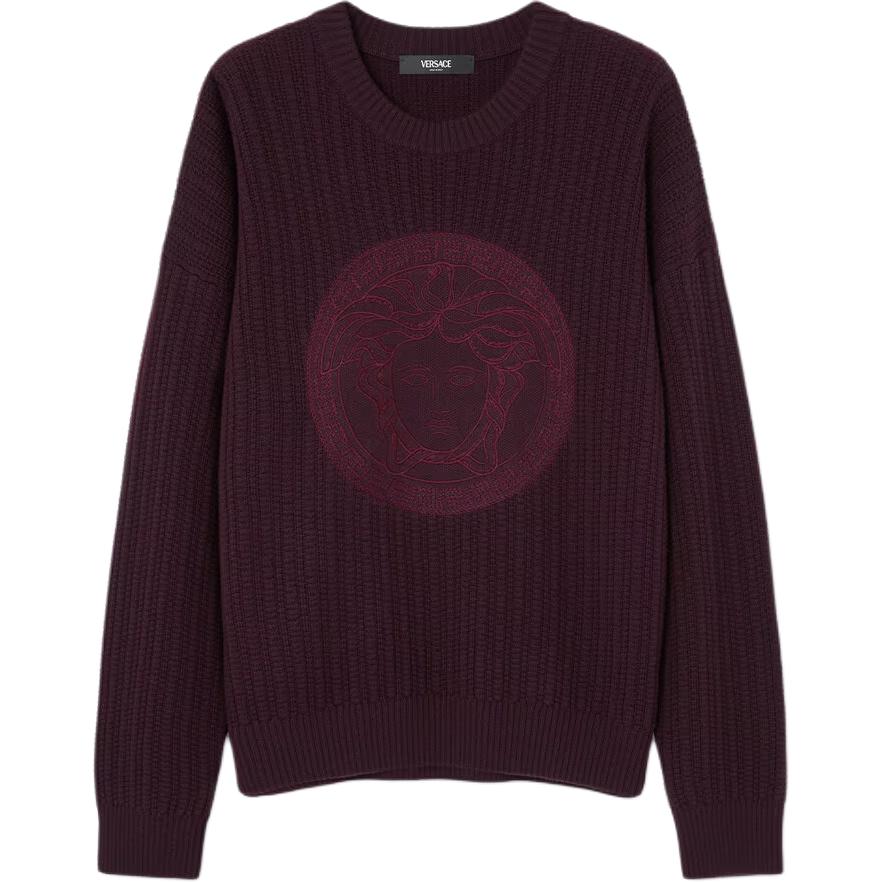 VERSACE Medusa embroidered Cable knit Sweater 1018402-1A12939-1LH50