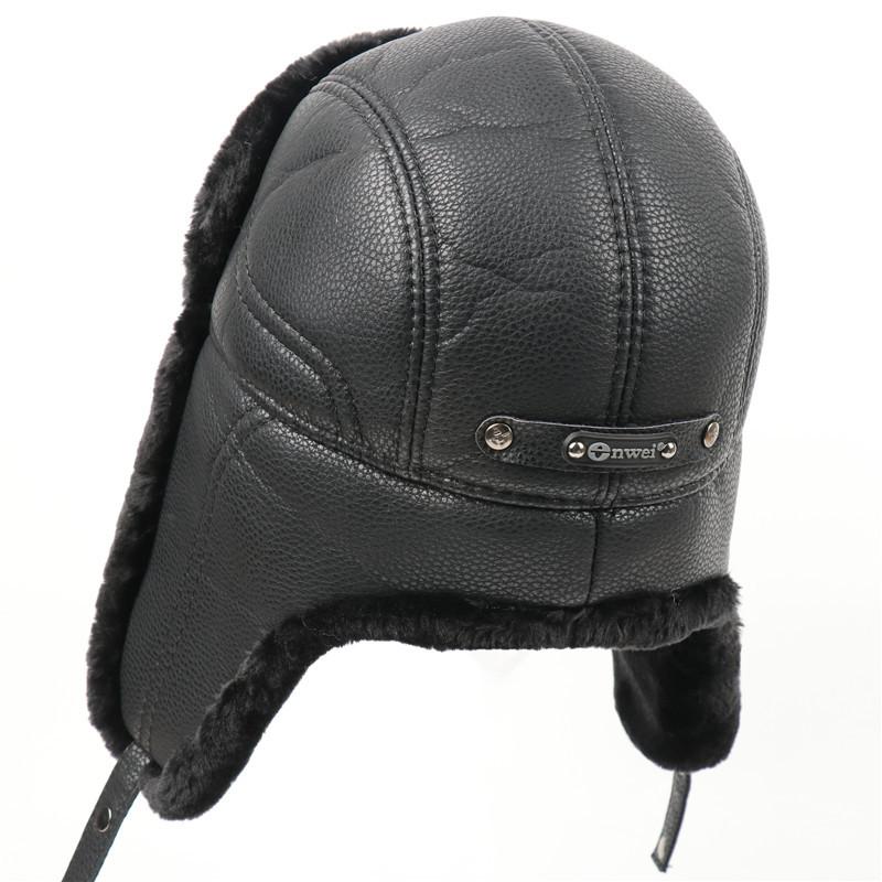 Новая мужская ветрозащитная уличная шапка, утепленная шапка с защитой ушей, русская термошапка, шапка из ПУ, шапка с Северо-Востока, для велоспорта