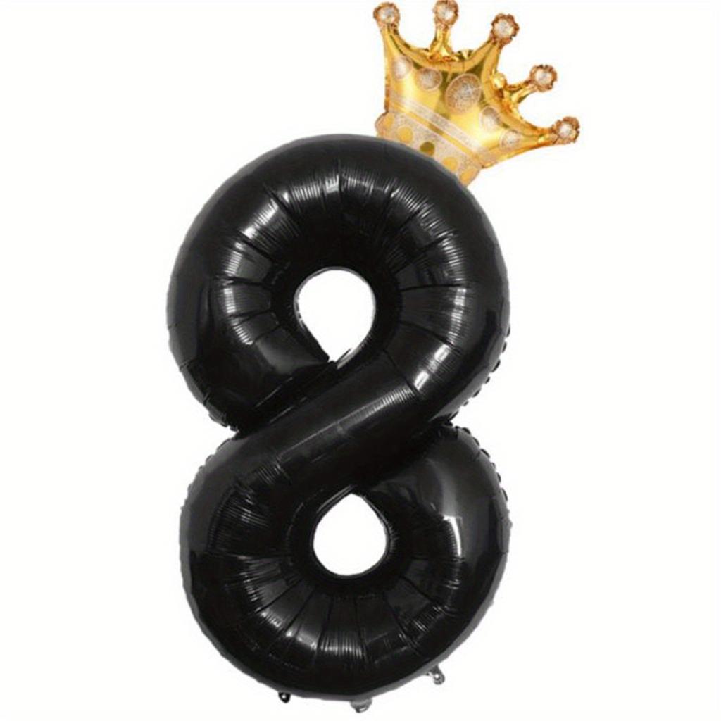 2pcs Black 0-9 & Crown Balloons for All Occasions - Party/Home Deco