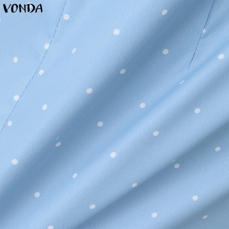 VONDA Женское повседневное мини-платье с квадратным вырезом, короткими рукавами-буфами, бантом и принтом в горошек