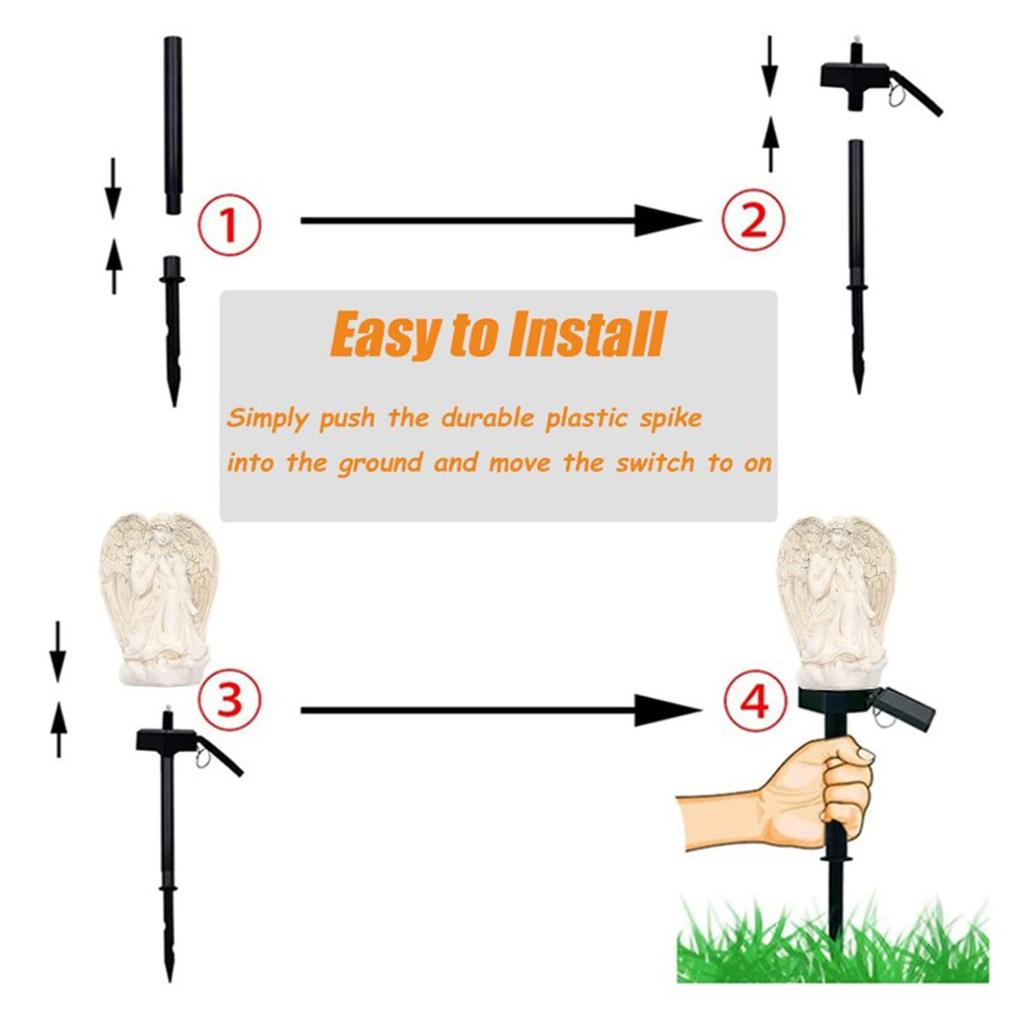 Уличный солнечный угловой светильник для кладбища, садовые солнечные светильники, декоративные водонепроницаемые светодиодные светильники Angel, солнечные светильники для столбов, водонепроницаемые