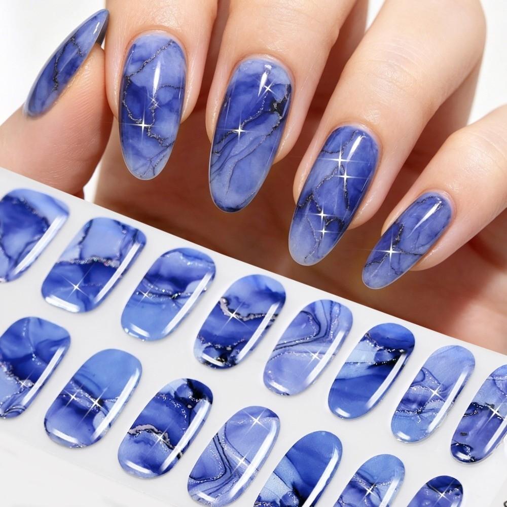Self-Adhesive Manicure Stickers 16 Tip Full Cover Nail Wraps New UV Polish Nail Strips Women