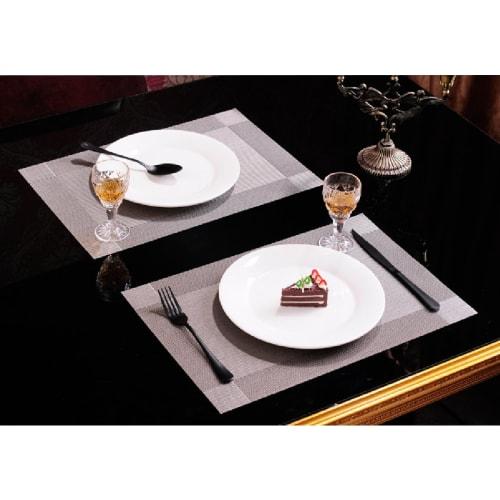 HappyHome Placemats, Set of 4, Reversible, Water-Repellent, Stain-Resistant, Washable, Easy to Clean, 30 x 45 cm (Silver)