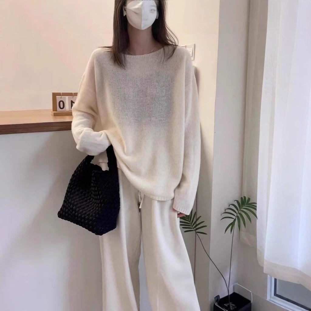 Korean Style One-Shoulder Cashmere Knit Sweater - Women's Loose Fit, Plus Size, Autumn/Winter Street Style Pure Wool Top