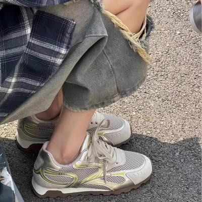 Обувь женская 2025 новая летняя на мягкой подошве Agande тренировочная обувь сетчатая дышащая на толстой подошве спортивная повседневная обувь для пап