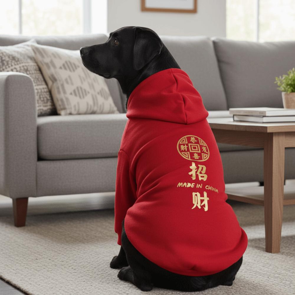 Warm New Year Dog Hoodie Thicken Blessing Dog Two-Legged Clothing Comfortable with Drawstring Winter Puppy Clothes Winter