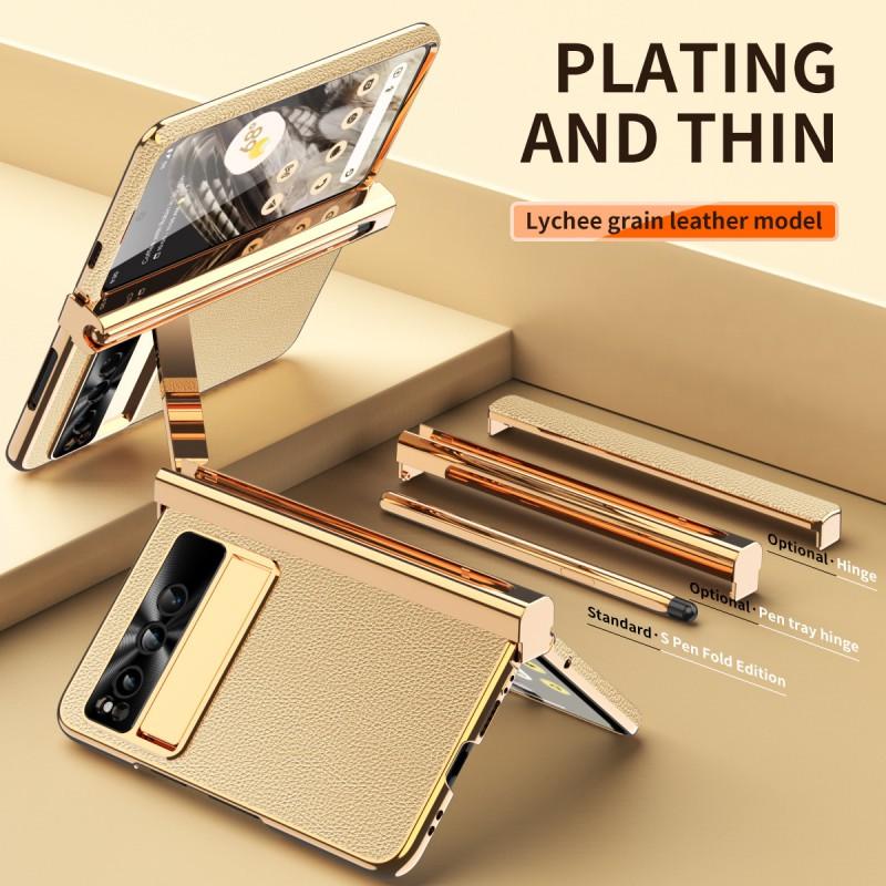Pixel Fold Case Full Coverage Protective Cover With Dual Hinge Design Vegan Leather Finish Shockproof Kickstand