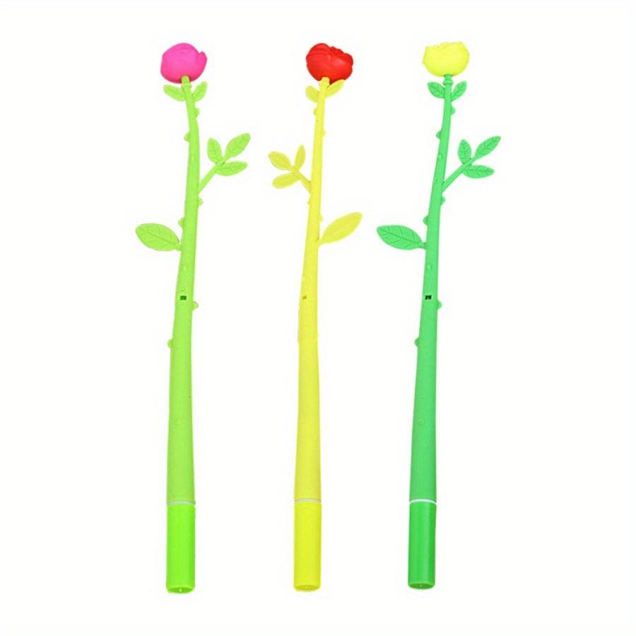10pcs 0.5mm Creative Stationery Small Fresh Flower Shape Gel Pen Cute Cartoon Rose Office Learning Water-based Signature Pen