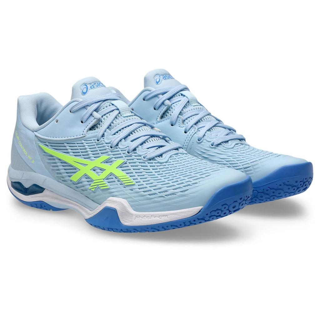ASICS COURT CONTROL FF 3 Badminton Shoes Size 404 Size E (1072A089), Women's, (Light Blue/Safety Yellow), (Size 24.5 cm)