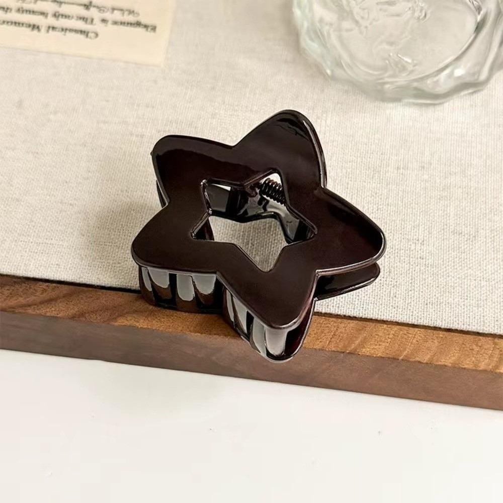 Plastic Star Hair Claw Clip Hollow Hair Accessories Vintage Coffee Hairpin For Women Girls