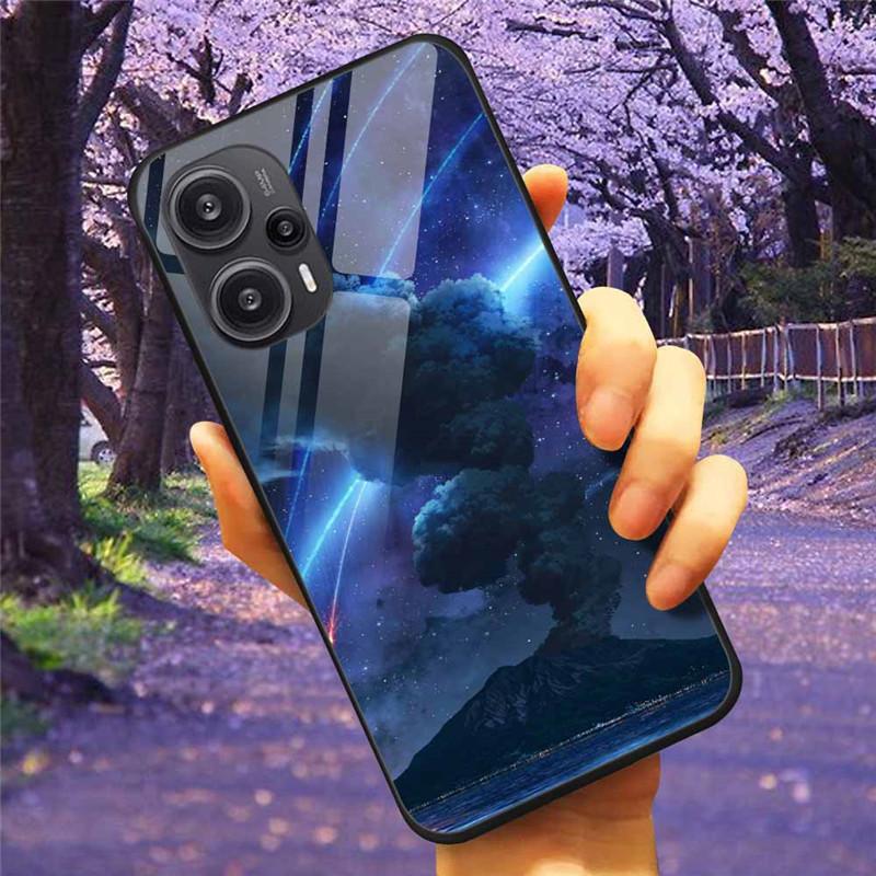 Для Xiaomi Poco F5 5G / F5Pro Чехол Закаленное Стекло Озеро Луна Жесткая Защитная Крышка для POCO F5 Pro Capas Funda на PocoF5 Роскошный Coque