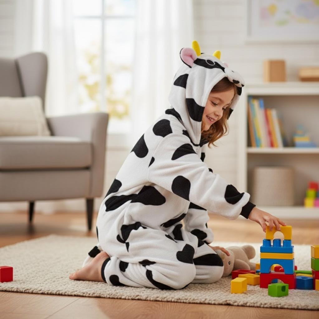 Cow warm one-piece pajamas children's costume kigurumi tracksuit 146-152 Onesie children 015pcN cow - 146-152