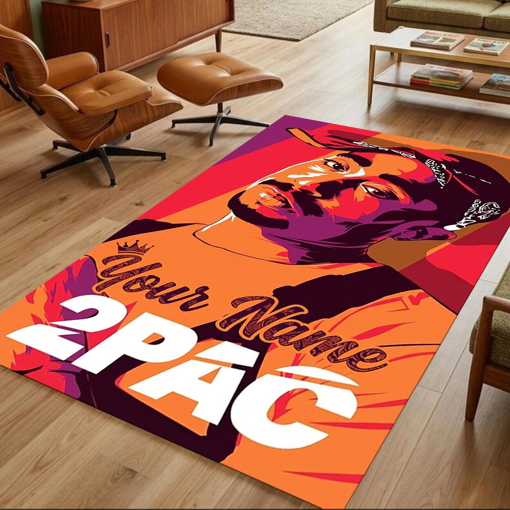 2pac Customize Your Name Area Rug Suitable for Foyer Decorate room Entryway Balcony Anti-slip Rug Anime Office Decor