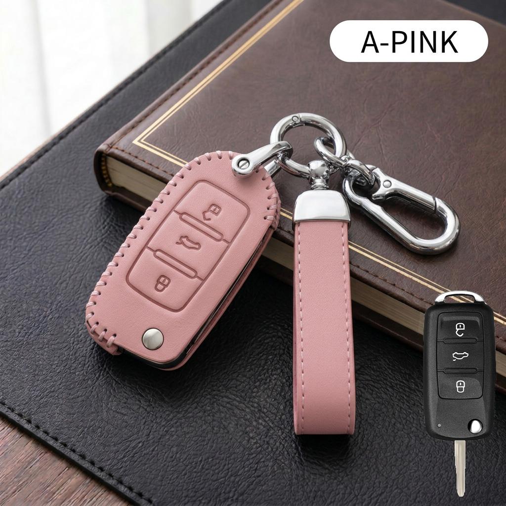 Genuine Leather Car Key Cover For VW Golf MK5 MK7 Jetta Polo Tiguan Passat Skoda Octavia Fabia Seat Leon Ibiza Key Fob Case