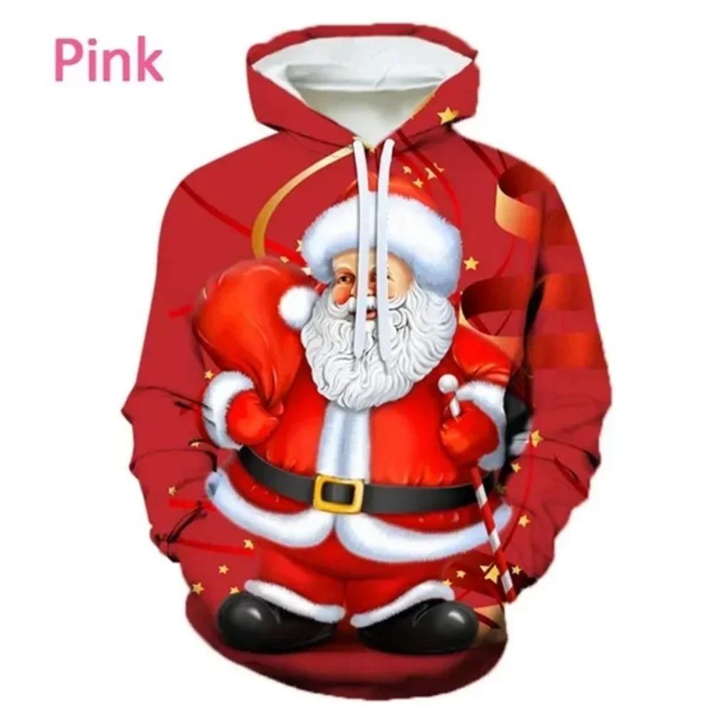 Christmas Hooded Ladies Sweatshirt 3D Cartoon Pattern Printing Casual Pullover Hoodie Kangaroo Pocket Long-sleeved Top