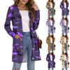 Women's Fashion Casual Comfortable Halloween Printed Mid-Length Cardigan With Pockets Jacket
