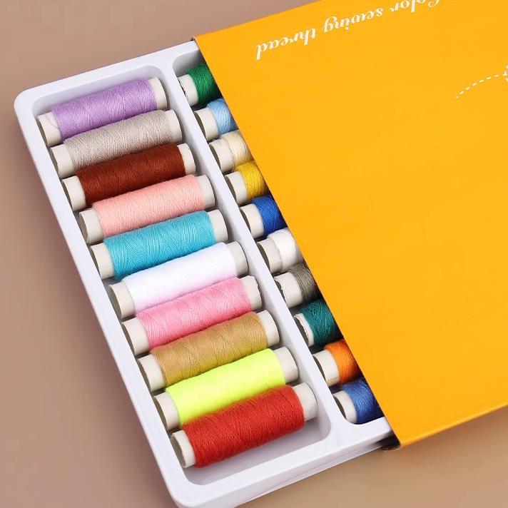 39-Color Needle & Thread Set: Includes Boxed Colored, Black & White Threads and Needles for Mending & Hand Sewing