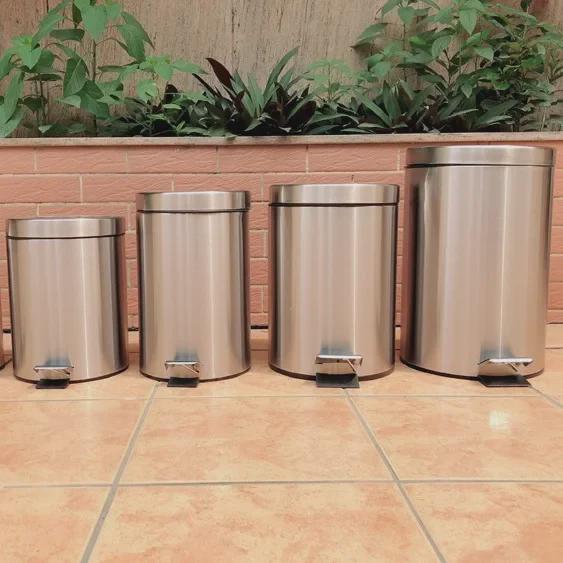 Круглый мусорный бак из нержавеющей стали с крышкой для дома или офиса