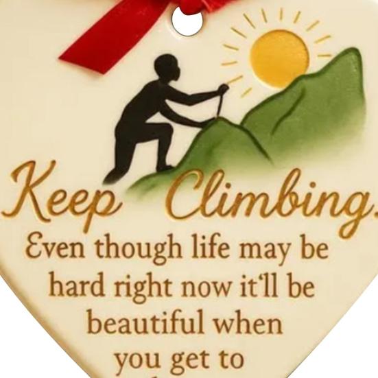 Keep Climbing Heart Ornament Inspirational Heart-Shaped Rock Climb Hanging Ornament for