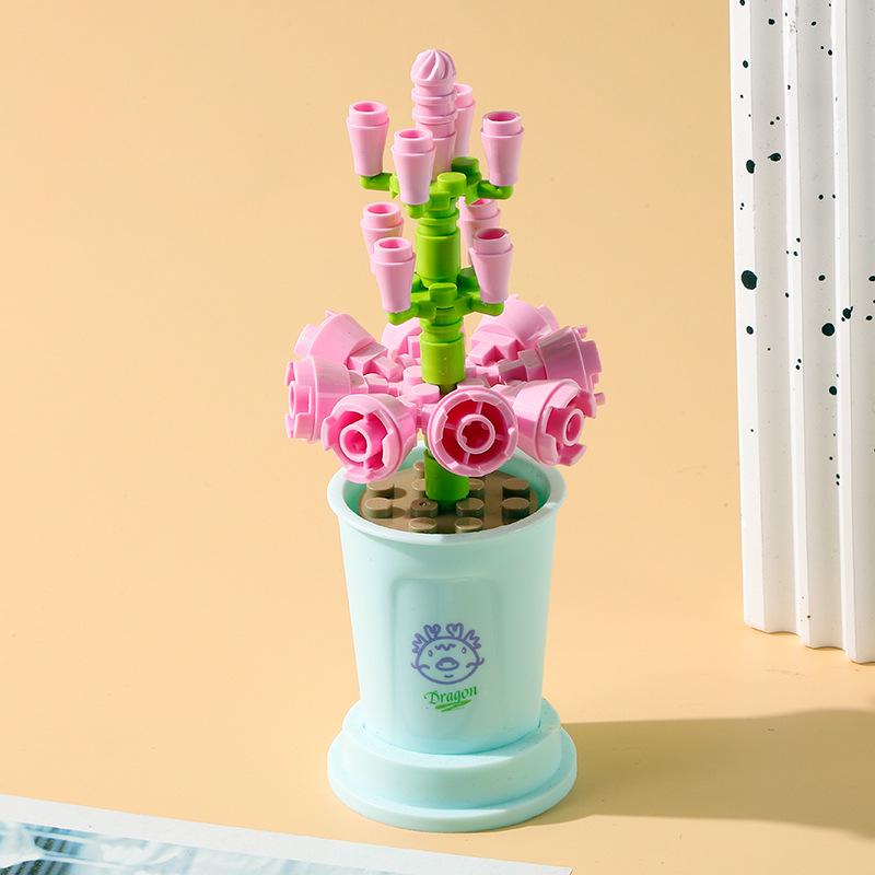 Совместимые строительные блоки: Букет комнатных растений с цветами и суккулентами от Lele Brothers - Детские игрушки и уличный киоск для женщин