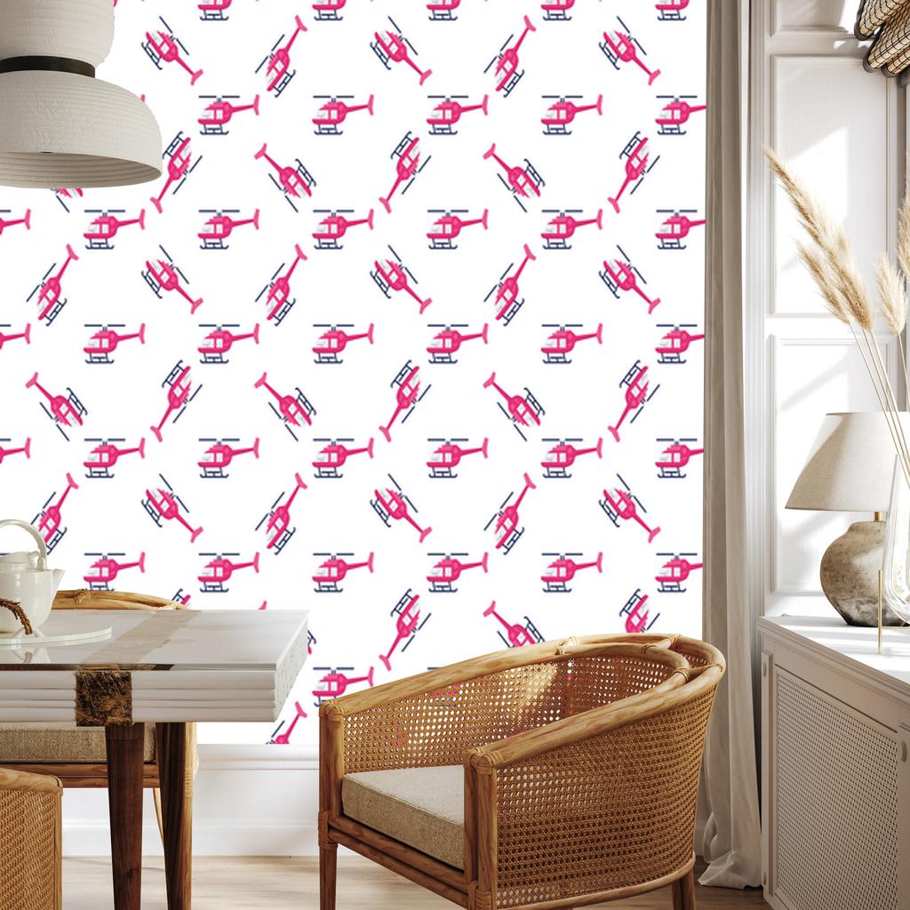 Pink Helicopters Wallpaper for Living Room and Bedroom 50x1000