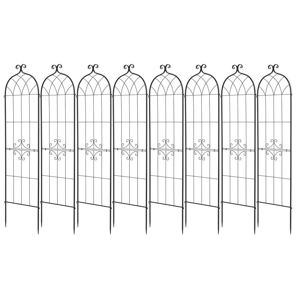 Garden Trellis, 180 x 52.5 cm Rose Trellis, 8Packs Garden Flower Rose Trellises with Powder-Coated Finish & Convenient Locking Design, Plant Support