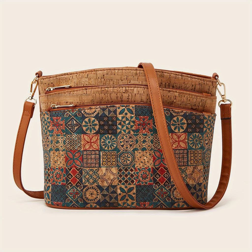 Винтажная сумка через плечо с цветочным принтом, женская сумка через плечо с узором коры дерева, сумка на плечо в этническом стиле