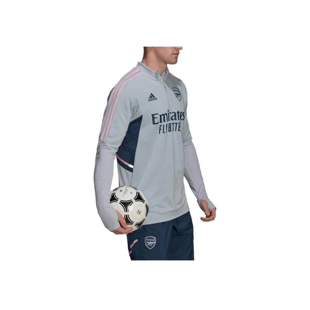 adidas FW22 Arsenal Football Training Series Логотип Буквенный Принт Полосатый Повседневный Джерси с Длинным Рукавом Мужской джерси Серебристый HA5290