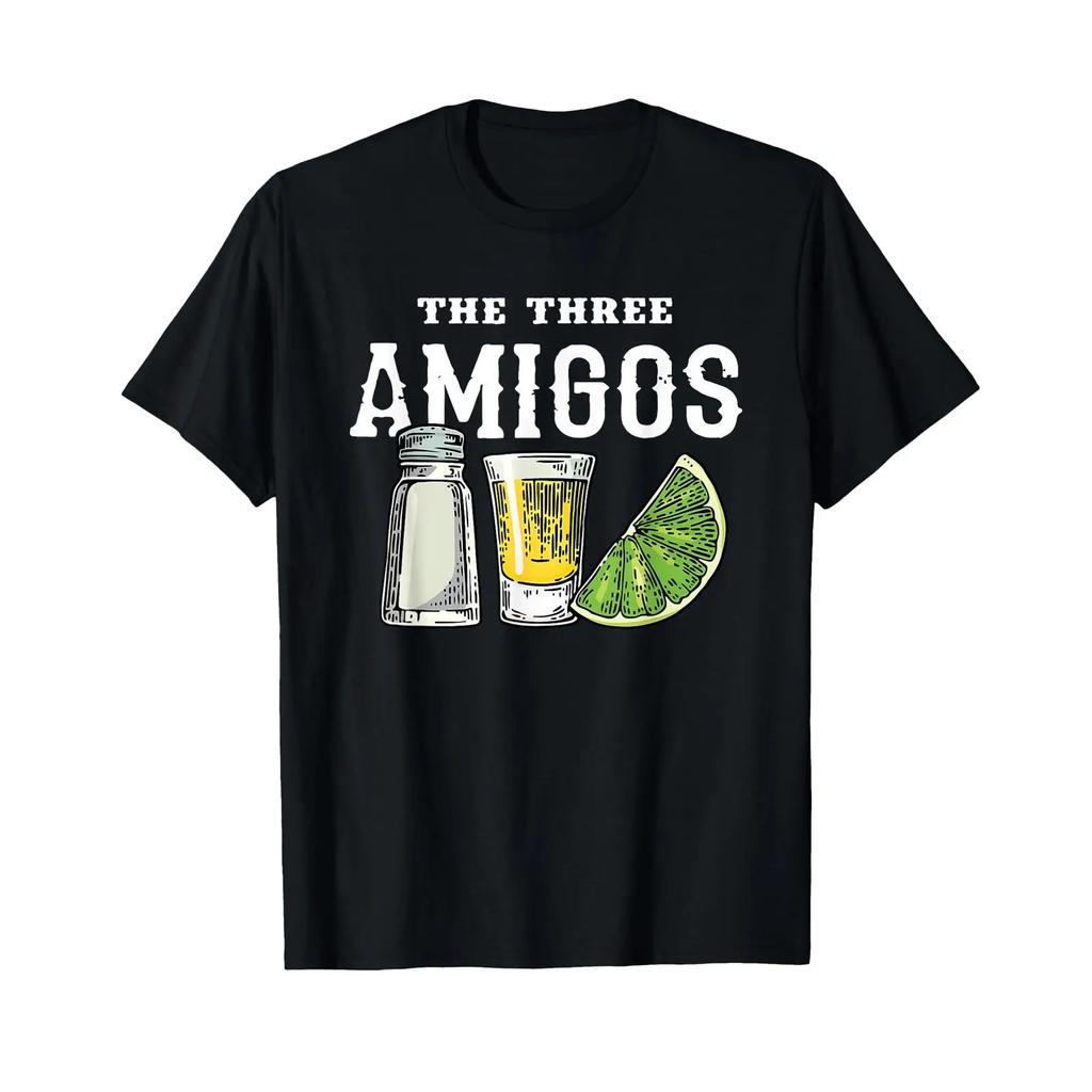 The Three Amigos Tequila Cinco De Mayo T Shirt vintage Washed fashion Casual Top For Everyday Wear Unisex Breathable Slightly
