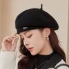 High-end wool beret children show white temperament autumn and winter new versatile foreign bud hat painter hat