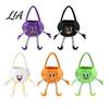 Kids Halloween Role Play Accessories Pumpkin Candy Basket with Handle, Soft Plush Trick or Treat Bag for Kids, Durable Polyester Carriers Portable