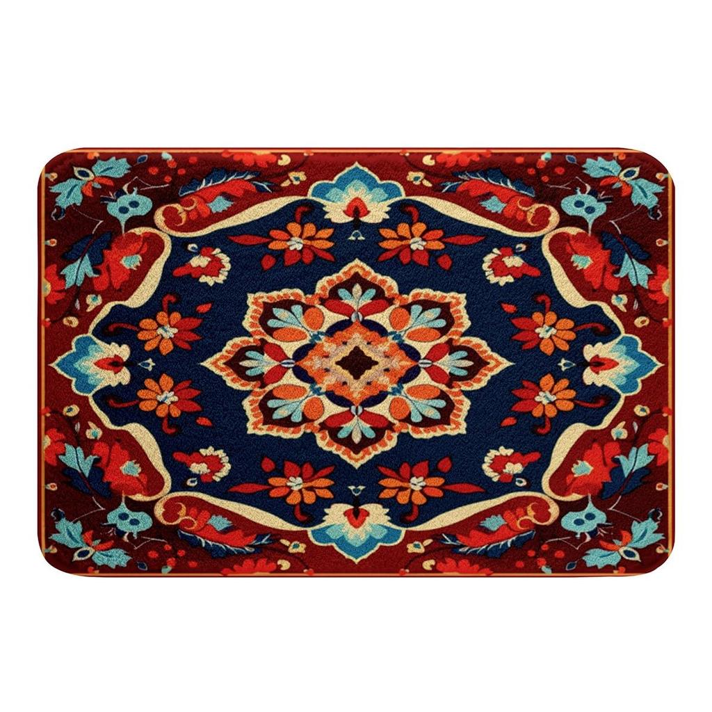 Vintage Oriental Bathroom Rug Non Slip Art Deco Bath Mat Boho Traditional Plush Shower Carpet Retro Floor Mat Home Decor