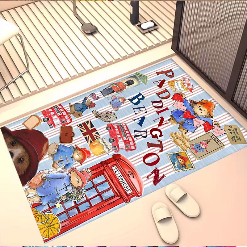 Paddington Bear Print Rug, Washable Floor Carpet, For Entryway Dorm Laundry Room Office Study, Home Decor Birthday Christmas Gift