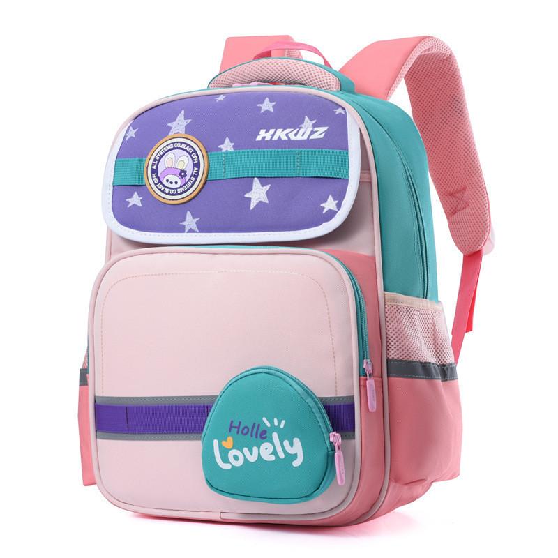 Lovely Kindergarten Backpack For Girls Boys With Colorful Splicing Double Shoulder Bag