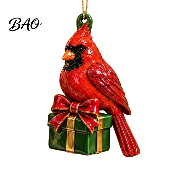 Christmas Tree Ornaments for Dormitory Red Bird Ornament, Acrylic Hanging Decor Holiday Gift Friends Holiday, Festive Pendant Home Party Fireplace,