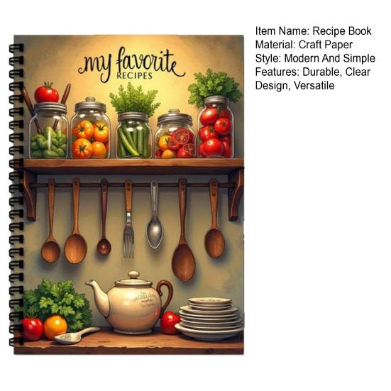 Spiral Recipe Binder Notebook Personalized Kitchen Meal Planner with Thick Paper Leak-Proof Cookbook Gift for Home & Office Use